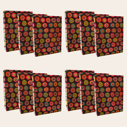 5 Pack black with colourful circle gift bags - Dotty bag