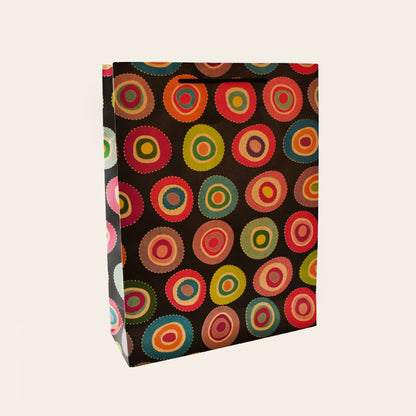 5 Pack black with colourful circle gift bags - Dotty bag