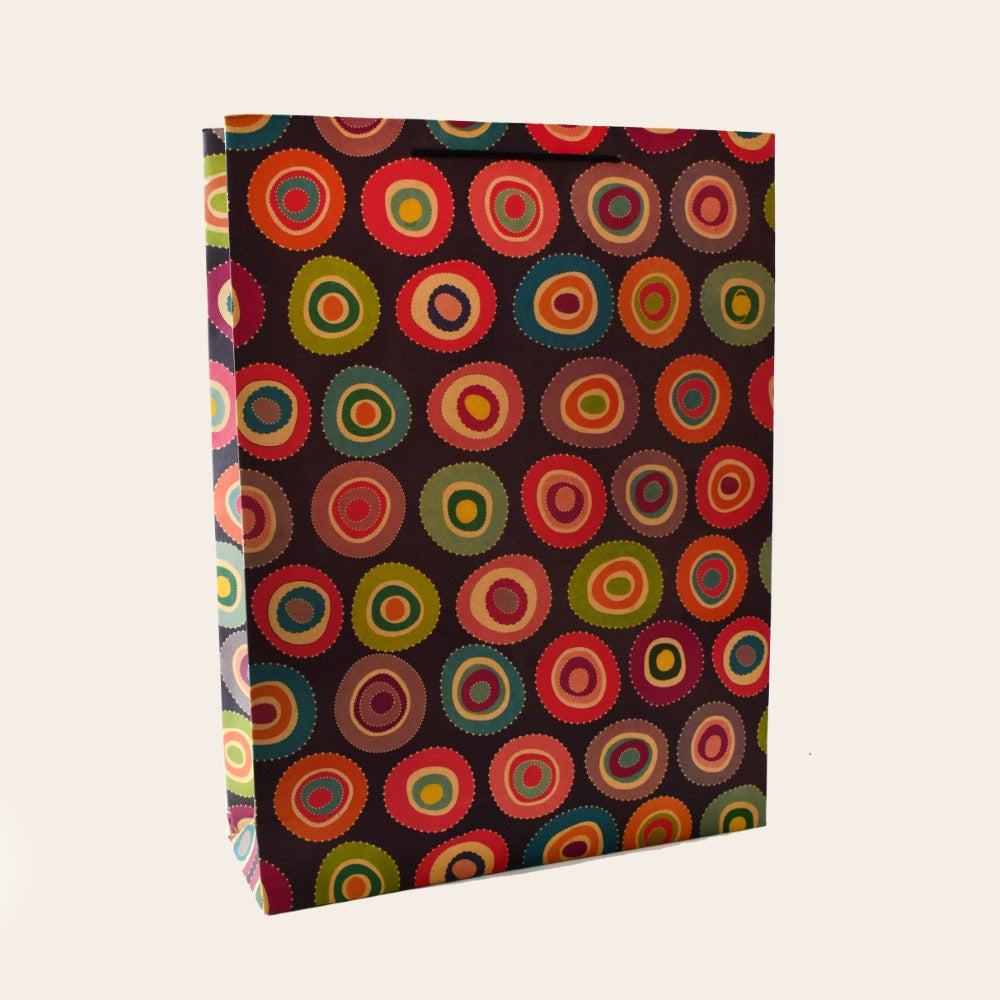 5 Pack black with colourful circle gift bags - Dotty bag