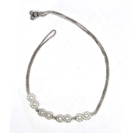 Premium cubic zirconia infinity silver hand bracelet