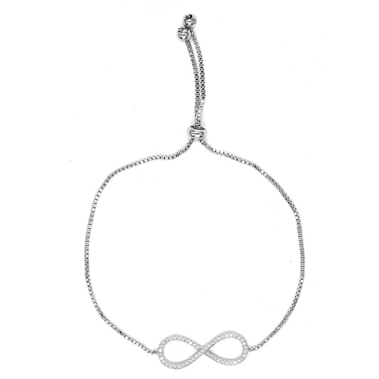Premium cubic zirconia infinity slide adjustable bracelet