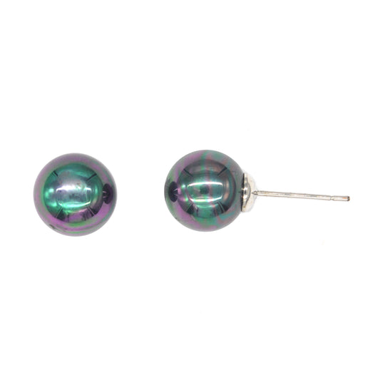 GFE3502 - Premium brass purple green pearl stud earrings