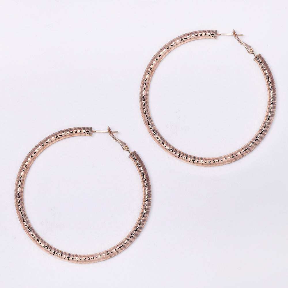 Premium textured statement 60mm rose gold hoops