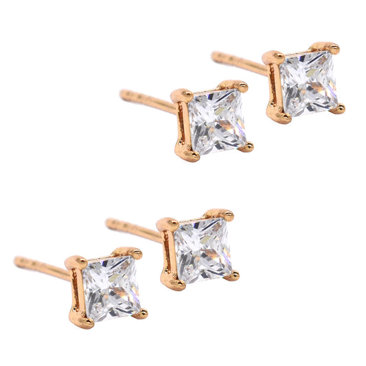 2 Pack premium 5mm Cubic zirconia stud earrings - GFE5604
