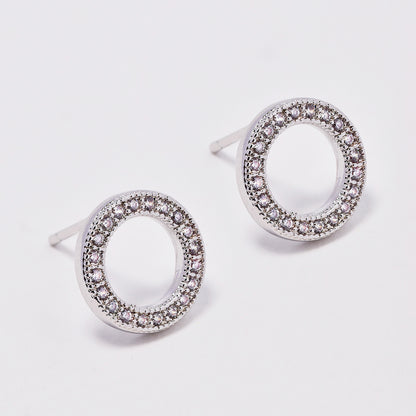 Premium silver plated cubic zirconia initial stud earring