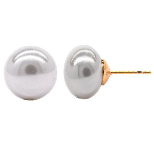 Premium gold plated 12mm pearl stud earring
