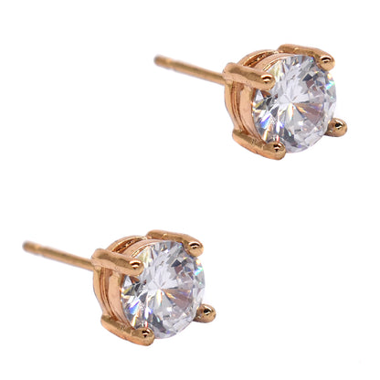 2 Pack premium silver plated 4 claw 6mm cubic zirconia stud earring