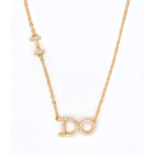 Premium gold plated cubic zirconia "I DO" necklace