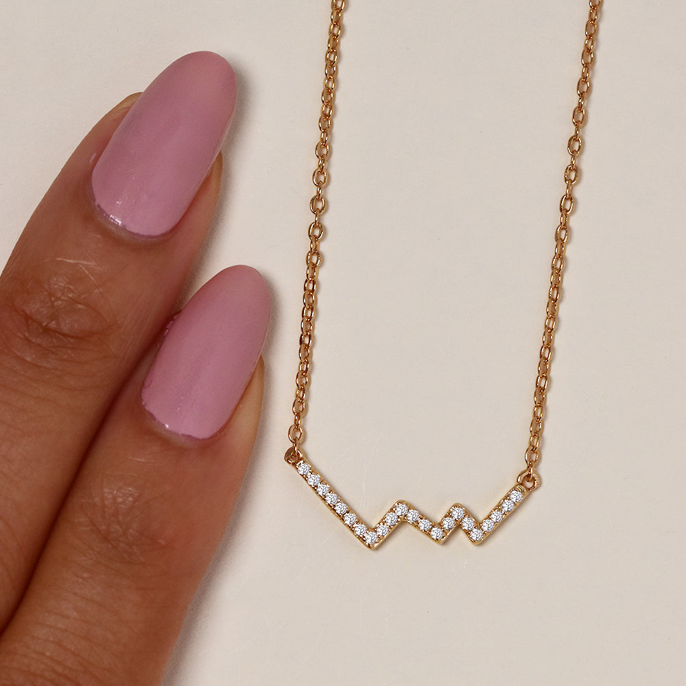 Premium gold plated cubic zirconia zigzag necklace