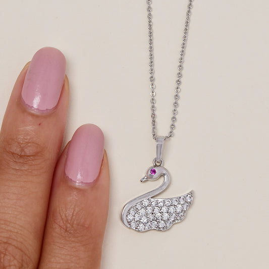 GFP639 - Premium plated CZ swan necklace