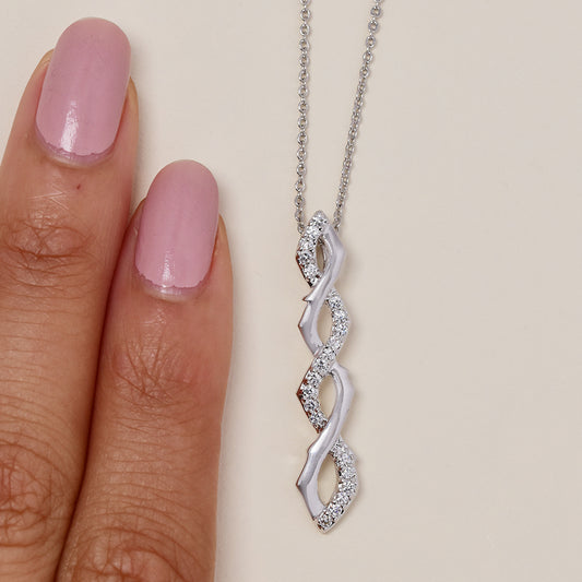 Premium silver plated cubic zirconia lattice necklace