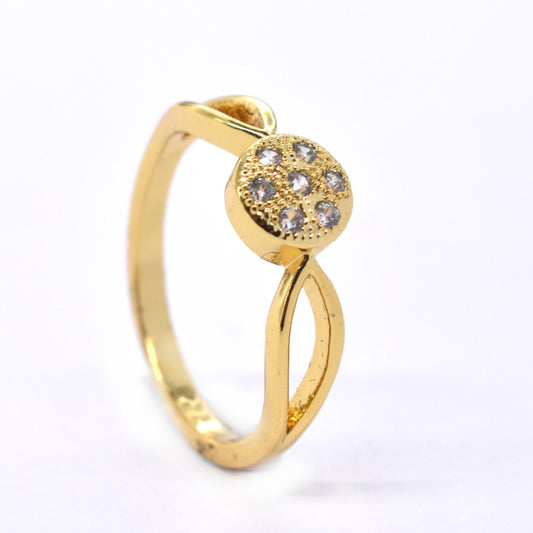 2 Pack premium gold plated clear crystal disc ring