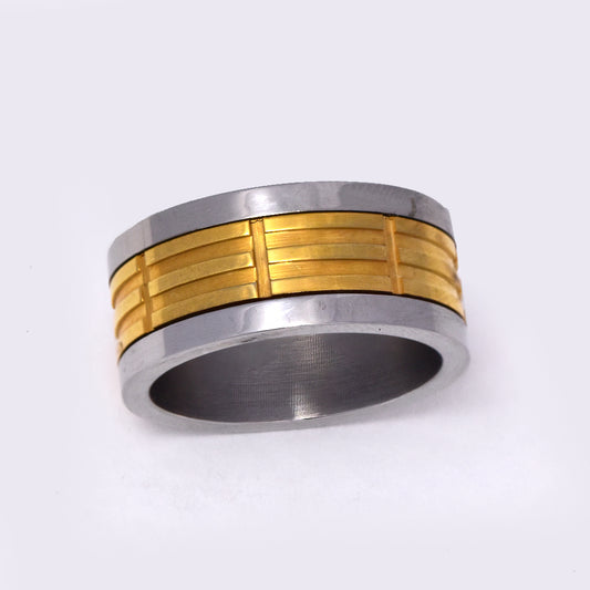 Stainless steel 2 tone 3 row rectangle pattern broad band - HDSR733