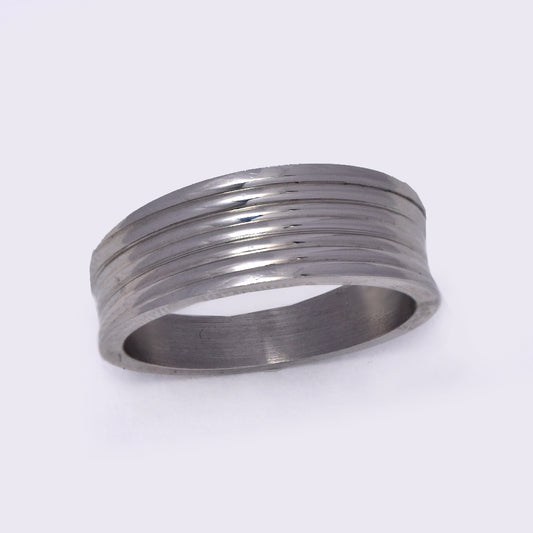 Stainless steel thick thin multi line ring - HDSR984