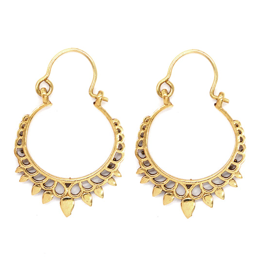 Brass pointy edge decorative statement earrings - IFE022