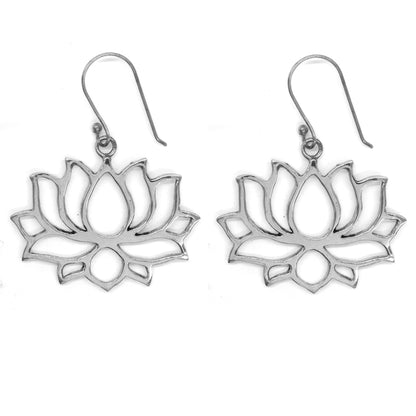 Brass cutout lotus flower drop earrings
