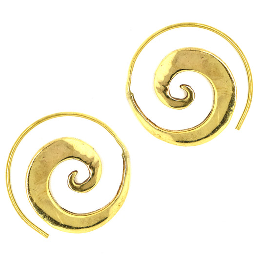 Brass gold coil earring