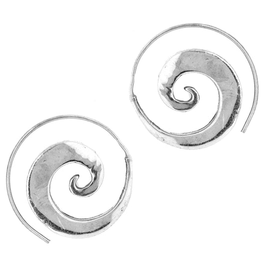 Brass rhodium coil earring
