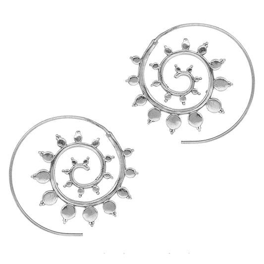 Brass rhodium pointy edge coil earring - IFE174