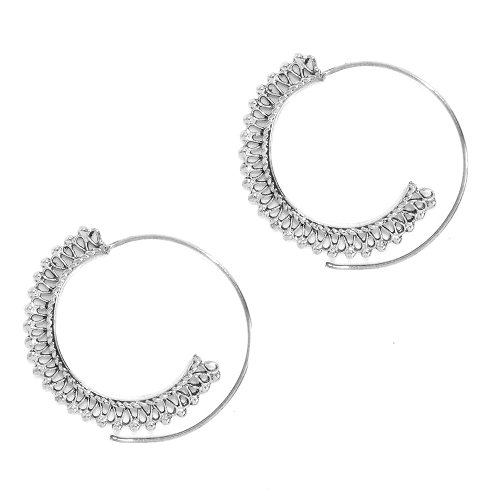 Brass filigree design coil earring - IFE205
