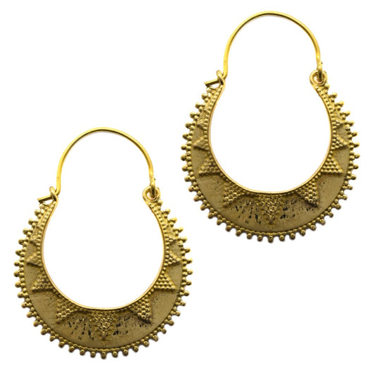 Brass triangle decorative statement earrings