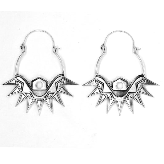 Brass silver landscape design statement earrings - IFE220