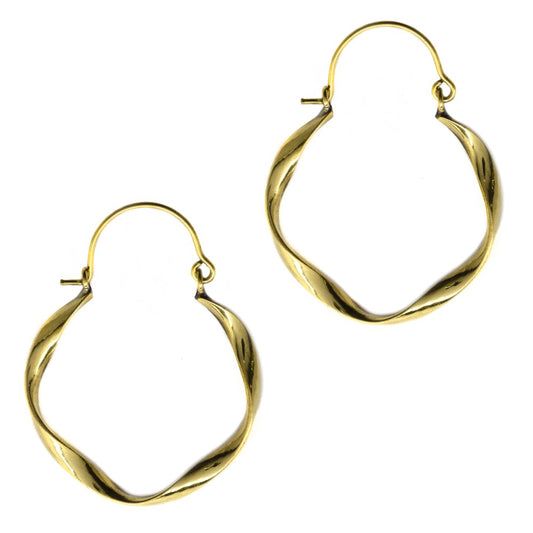 Brass twisted hanging earring