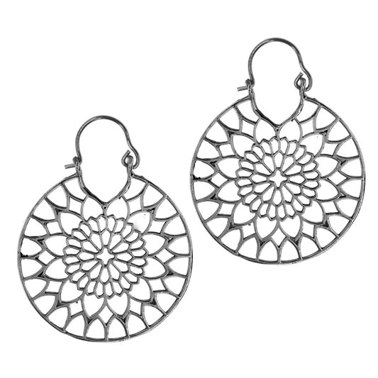 Brass round lattice mandala earring