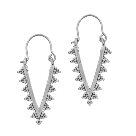 Brass triangle bead edge detail drop earrings