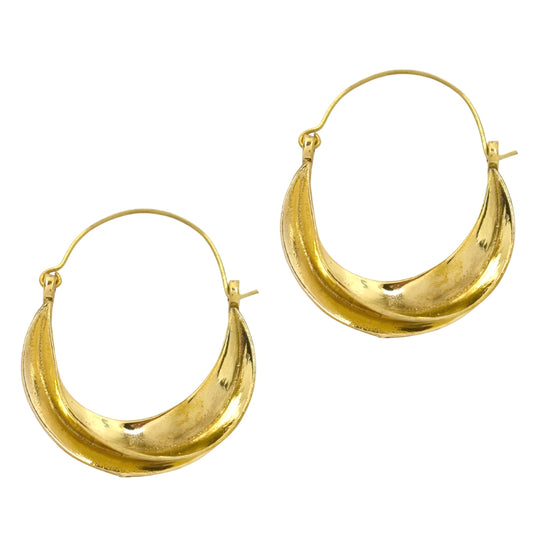 Brass creole hollow hoops - IFE604