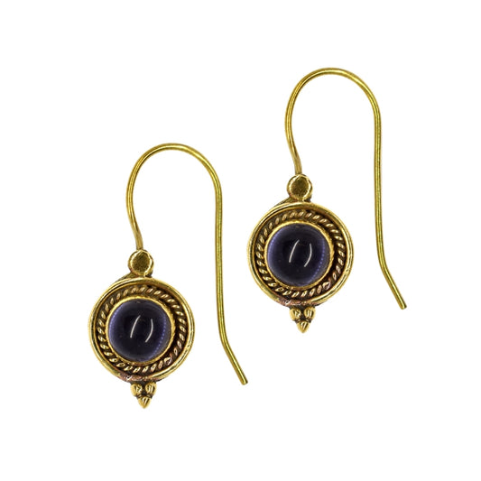 Brass weave frame Gemstone hook earring - IFE606