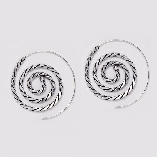 Brass rope design spiral coil earrings