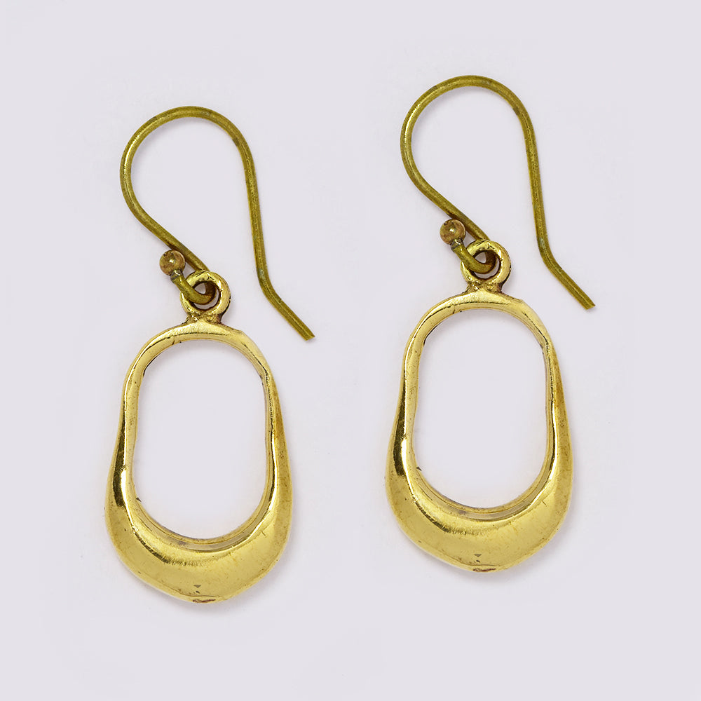 Brass organic rectangular shape drop earring