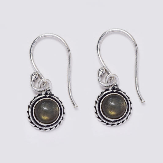 Brass gemstone drop rope earrings