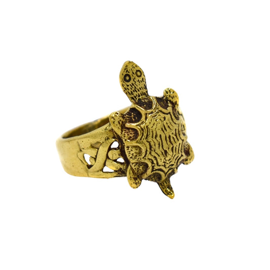 Brass Detailed turtle brass ring