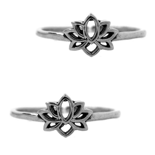 2 Pack Lotus flower free size brass ring - IFR516