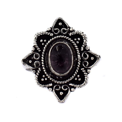 Brass oxidized gemstone flower ring - IFR521