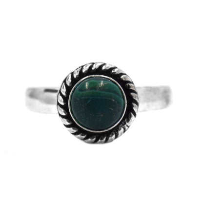 Brass round rope detail gemstone ring - IFR524