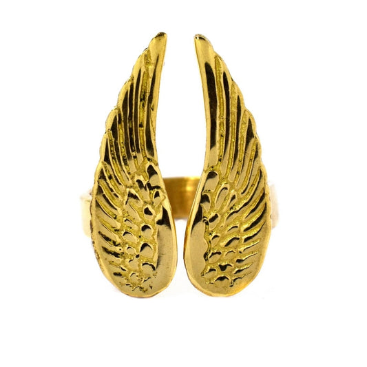 Brass angel wing free size ring