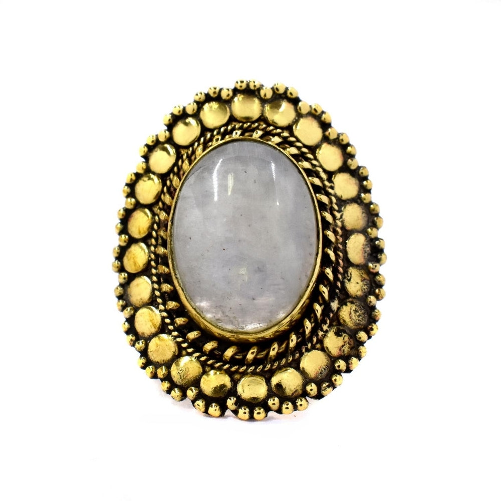 Brass Gemstone oval dome ring - IFR530