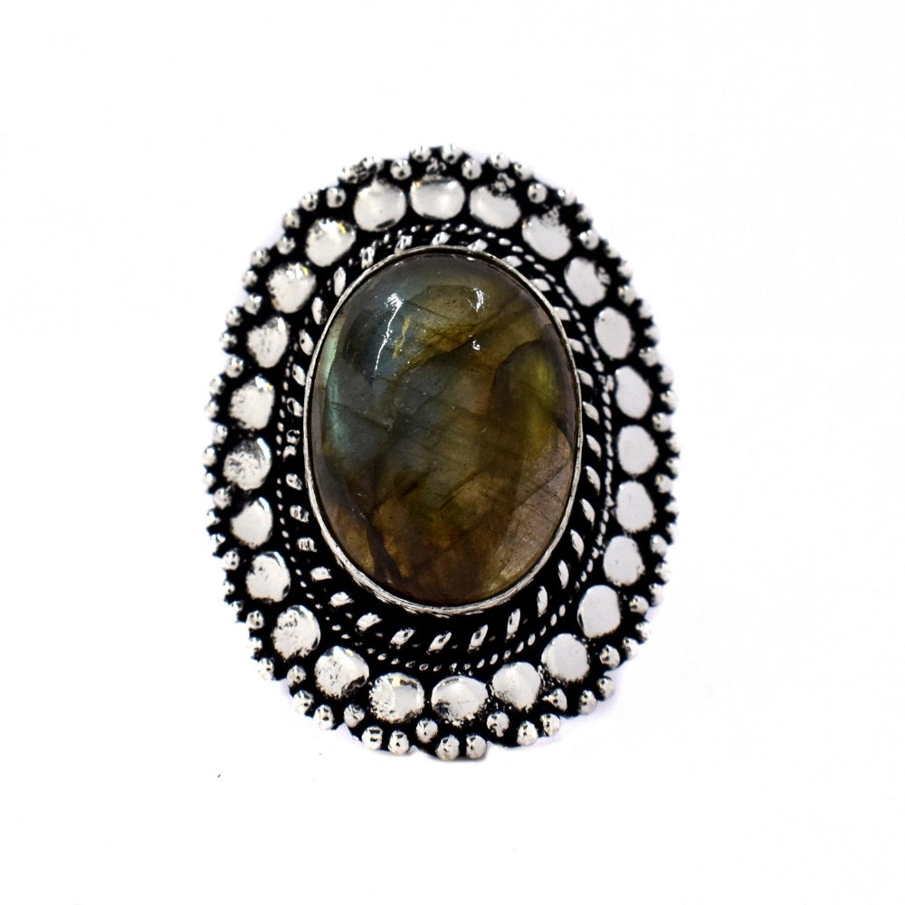 Brass Gemstone oval dome ring - IFR530