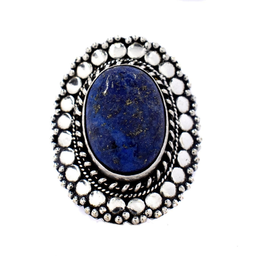 Brass Gemstone oval dome ring - IFR530