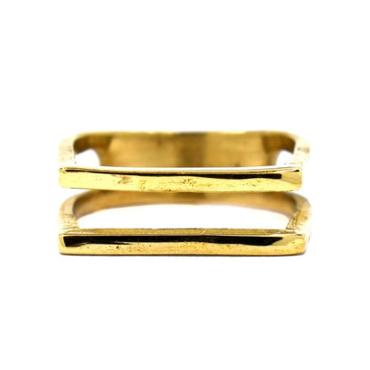 Brass cutout rectangle split bar ring - IFR534