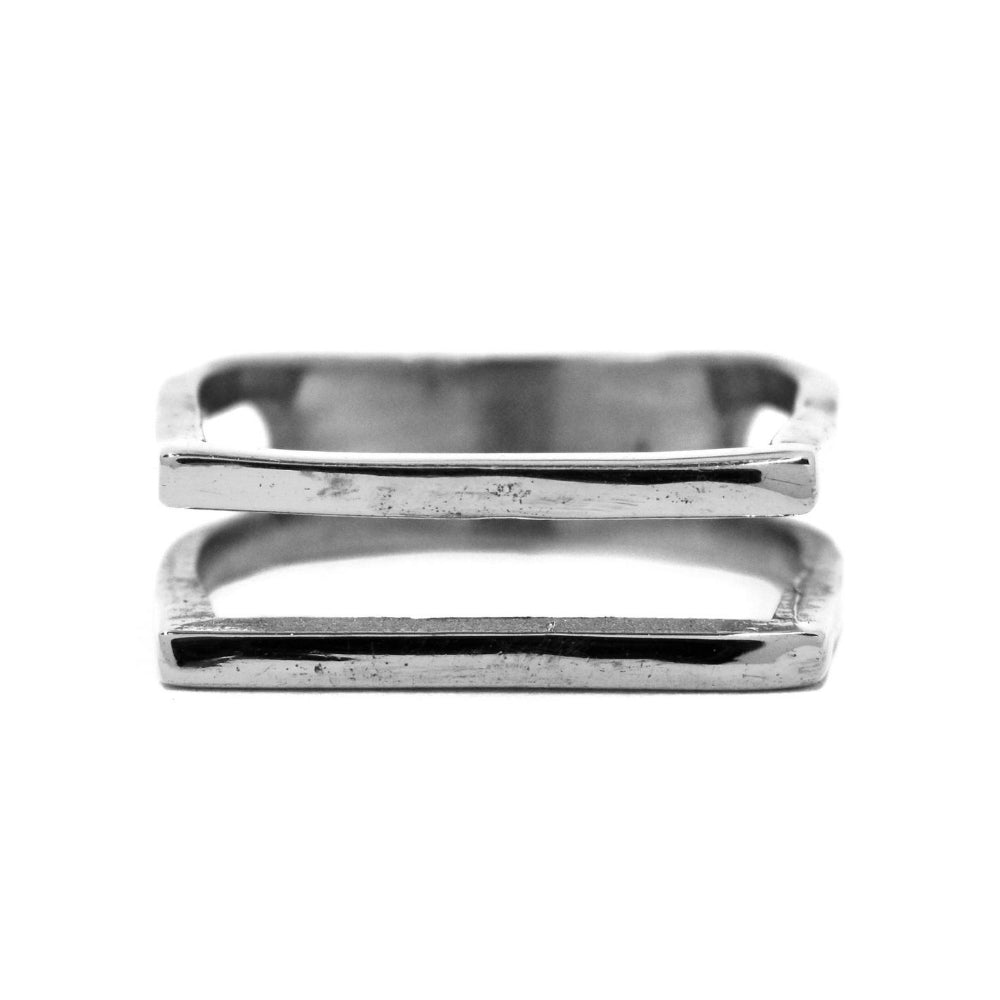 Brass cutout rectangle split bar ring - IFR534