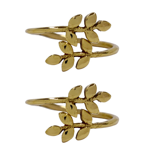2 Pack brass Fern free size ring