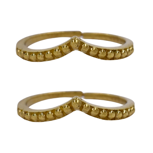 2 Pack brass Curved open band brass free size ring