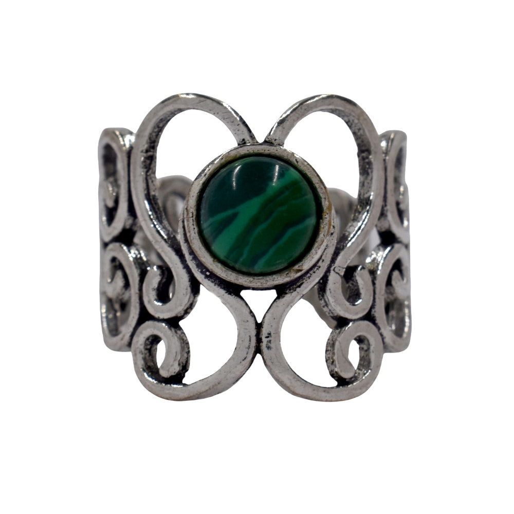 Brass Gemstone filigree cutout brass with precious stones ring - IFR634