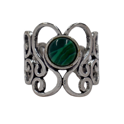 Brass Gemstone filigree cutout brass with precious stones ring - IFR634