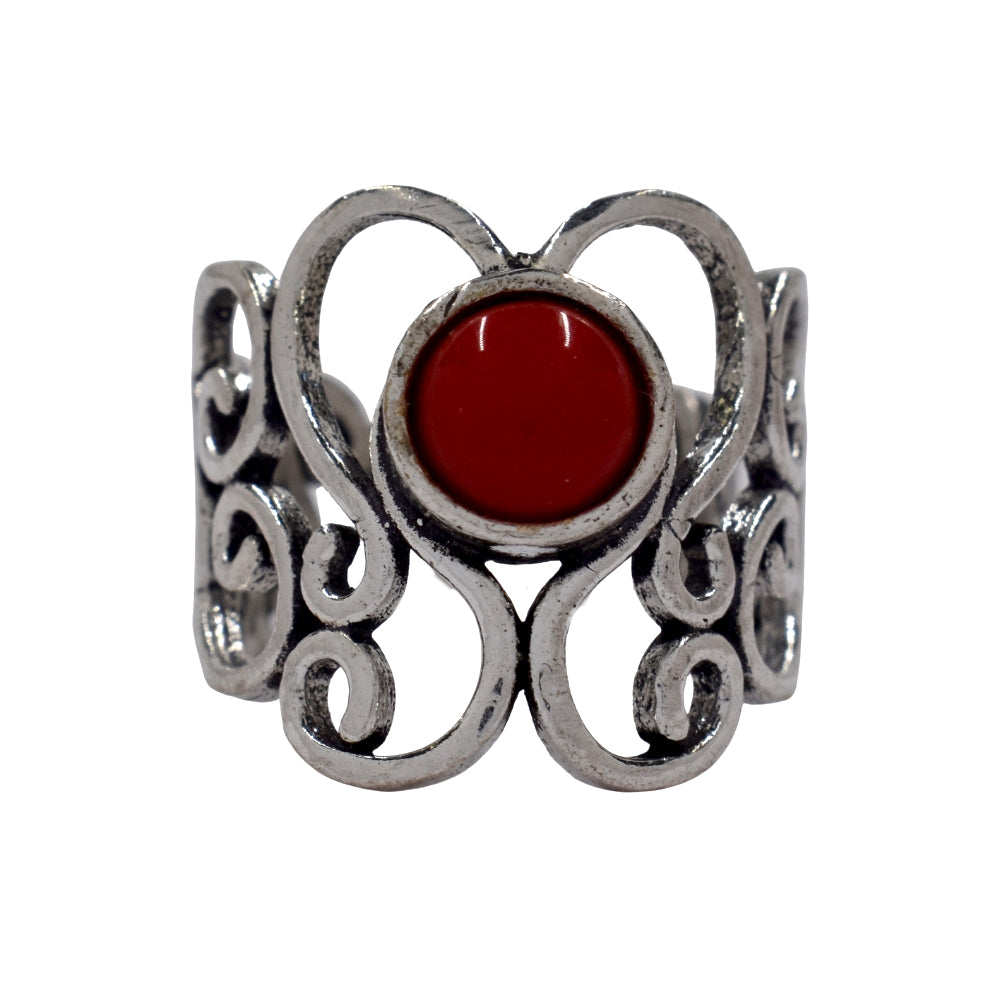 Brass Gemstone filigree cutout brass with precious stones ring - IFR634