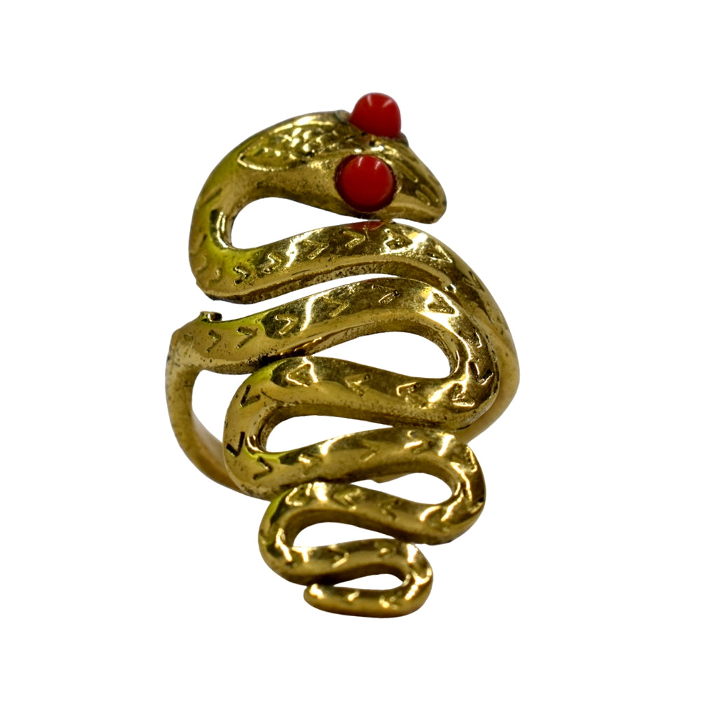 Brass Gemstone snake brass free size ring - IFR636